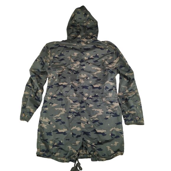 BP Camo Lightweight Cotton Jacket Women's Small Long Line Cinch Drawstring Waist - Picture 2 of 10